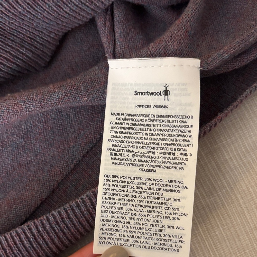 Smartwool Womens Color Block Crew Neck Sweater Black Burgundy Gray - Picture 3 of 5